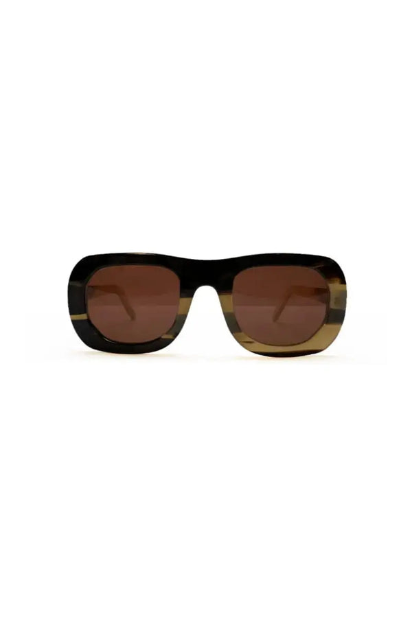 Buffalo horn Harikara sunglasses w orange lenses made for Qiviuk Boutique