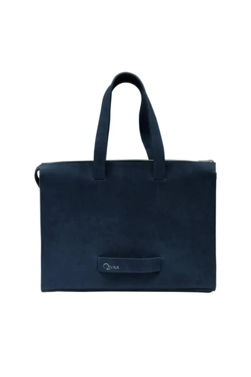  working bag Muskox leather Le Feuillet in blue made for Qiviuk Boutique