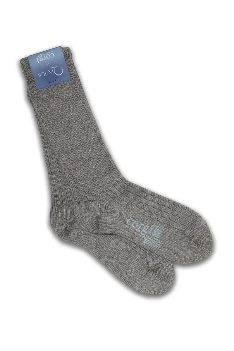 Grey Corgi sock Woman Qiviuk socks made of Qiviuk, Merino & Silk  in natural by Qiviuk Boutique