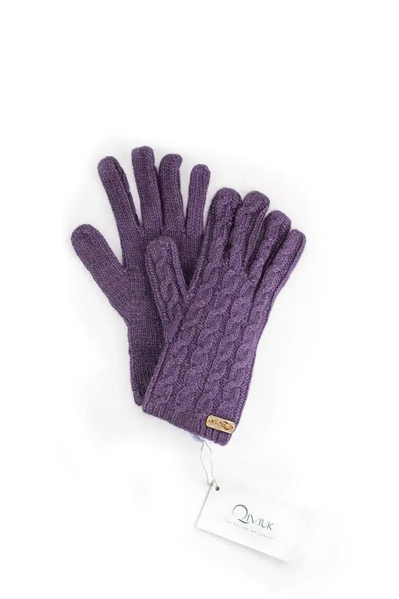 Purple Cable  Merino, Silk and Qiviut Gloves glovesby Qiviuk Boutique