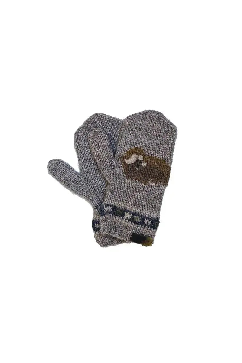 Muskox Kids Mittens Bison, Merino & Silk in natural by qiviuk boutique