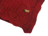 Red Bison, Merino & Silk Cross cableWoman  scarf in red by Qiviuk Boutique