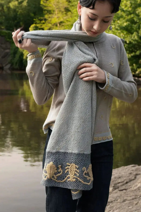 Alpaca & Silk Wool Shawl Light Grey by Qiviuk Boutique