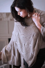 Natural Qiviut & Silk Cross Cable shawl  made by Qiviuk Boutique