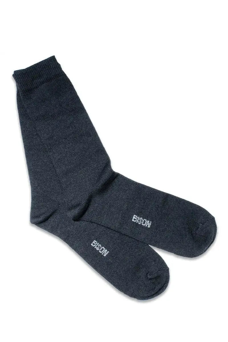 Bison, Merino & Silk Jersey womans socks in black by Qiviuk Boutique