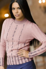 Ines Woman Pullover sweater made with Bison, Merino & Silk in Pink by Qiviuk Boutique