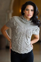 A grey petite Chani Woman Pullover sweater  Qiviuk, Merino & Silk in natural by Qiviuk Boutique