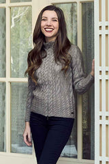 A front view of Adeli Ladies Cardigan made with Qiviuk, Merino & Silk without collar by Qiviuk Boutique